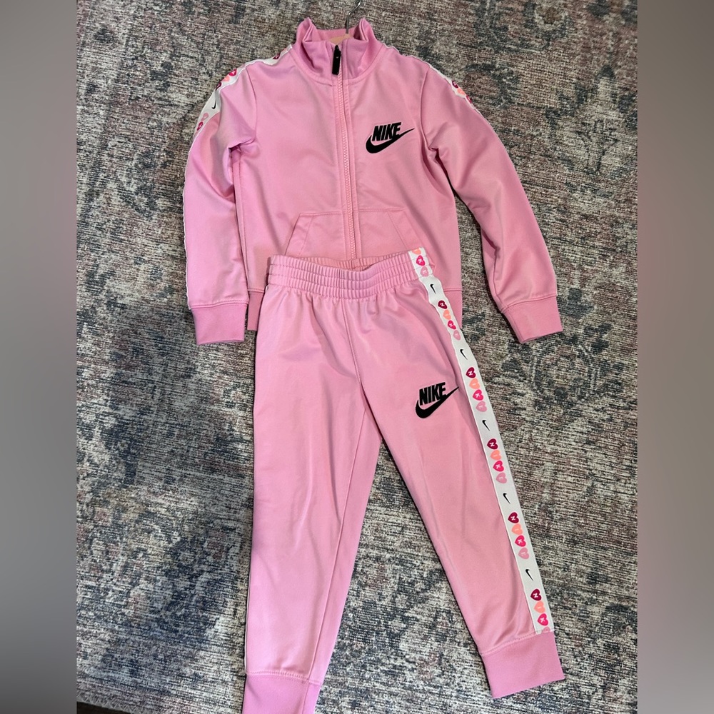 Nike Pink hearts track suit
